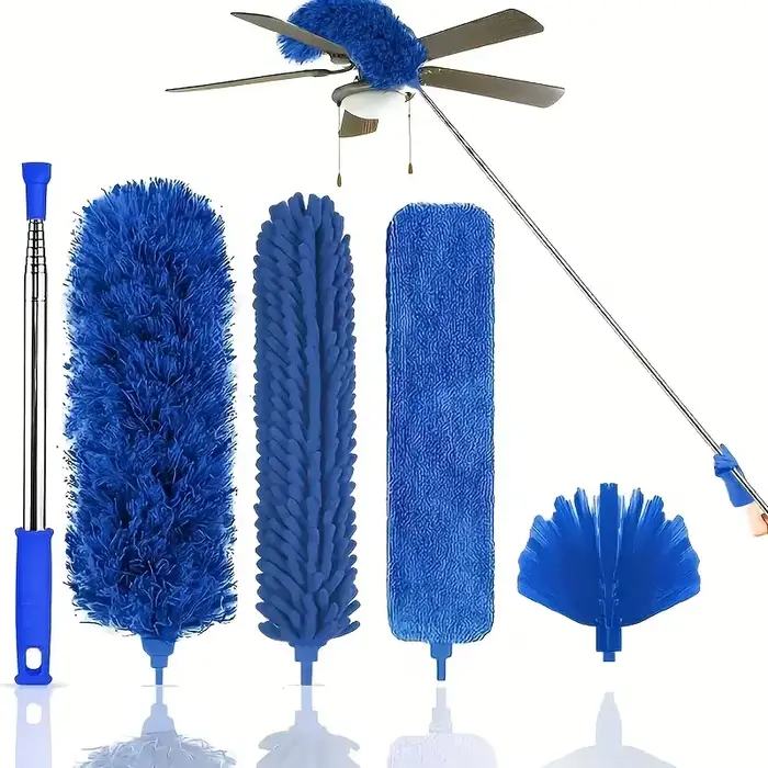 Brosse de nettoyage télescopique - Dépoussiéreur à microfibres pour fentes longues et toiles d'araig