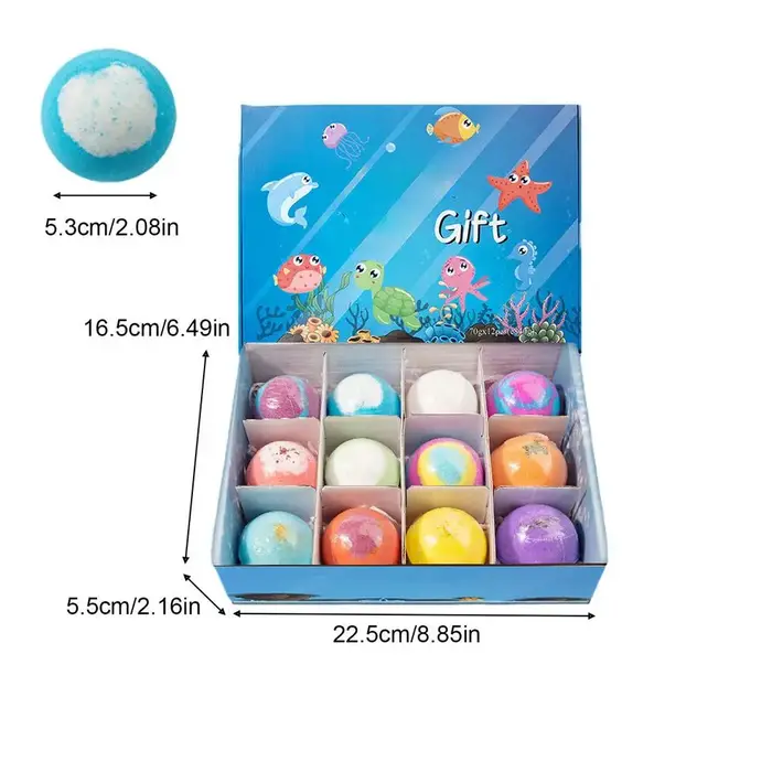 12 boules de bain moussantes naturelles avec jouet animal