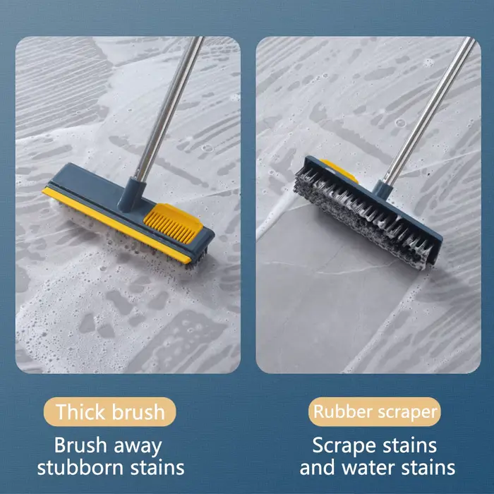 Brosse à récurer le sol avec manche Long réglable, raclette de fenêtres, balai à poils rigides, vadrouille 2 en 1 pour le nettoyage des crevasses du sol de la cuisine