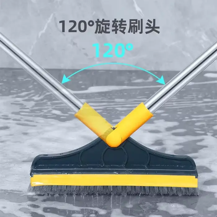 Brosse de nettoyage de sol 2 en 1, manche Long, essuie-glace de salle de bains, raclette de fenêtre à poils rigides, balai magique, vadrouille de sol, outils de nettoyage de carrelage de baignoire