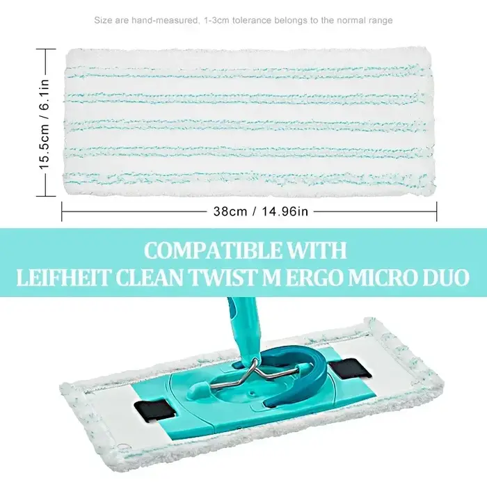 Tampon de nettoyage de sol pour Leifheit, lingettes nettoyantes, tampon de remplacement pour gril à vadrouille, fournitures de livres pour la maison, 38x15cm