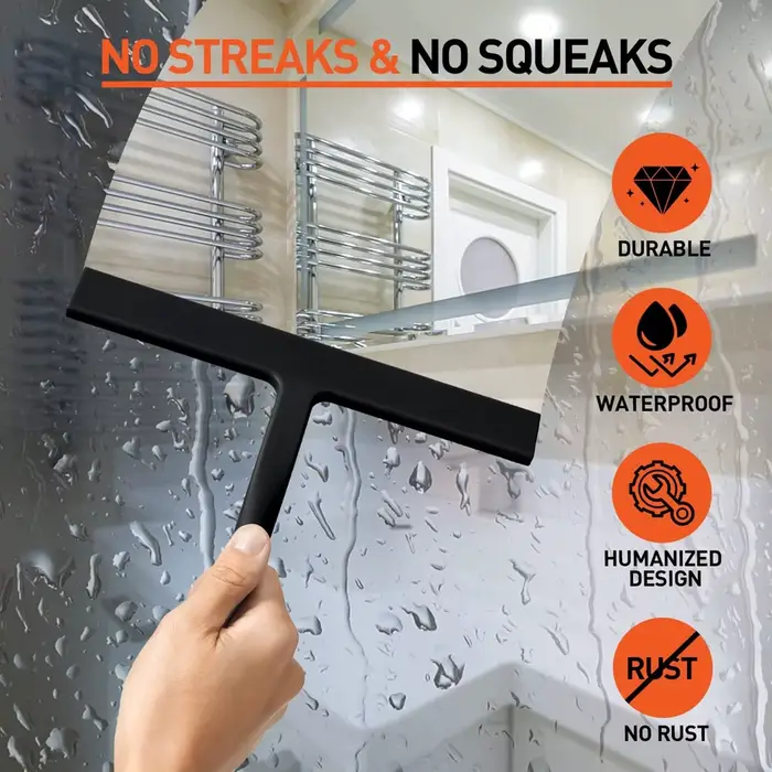 Raclette de douche en Silicone noir mat