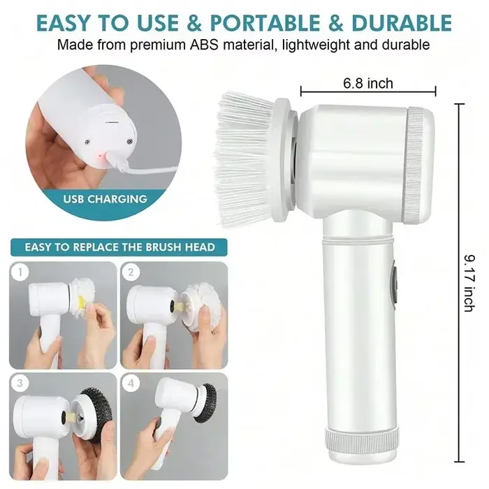 Brosse à récurer électrique 5 en 1