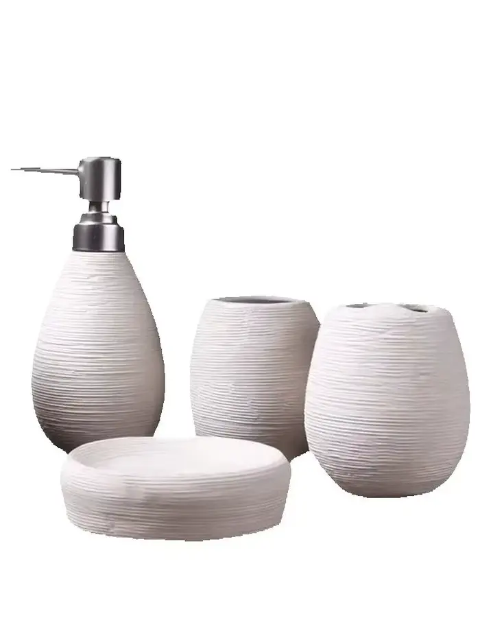 HOCeramic-Ensemble de bouteilles distributrices de shampoing, vaisselle Regina, porte-brosse à dents