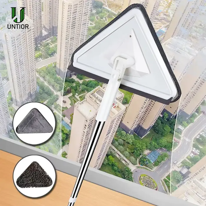 UNTIOR – nettoyeur de vitres télescopique à longue tige, multifonctionnel, sec et humide, rotatif, outils de nettoyage doux pour la maison