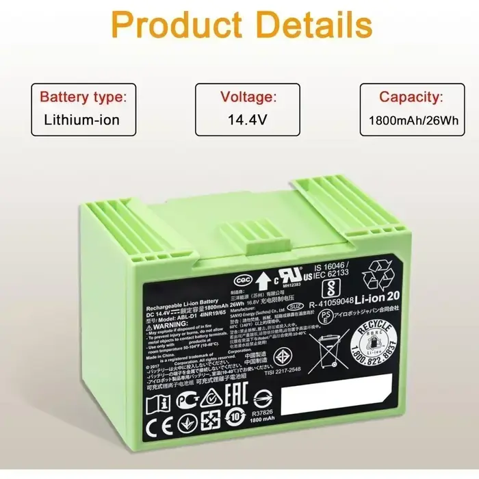 Pour iRobot Roomba i7 batterie Rechargeable 14.4V 5000mAh pour i3 i4 i5 i6 i7 i8 J7 E5 série aspirateur