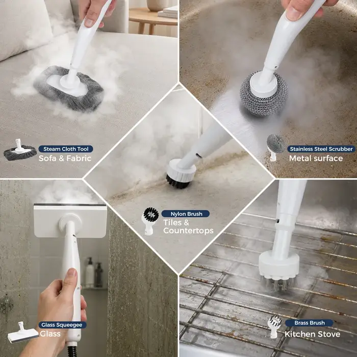 Nettoyeur vapeur haute pression portable multi-usage ROUNY, sortie vapeur puissante de 3,5 bars, chauffe rapide en 15 secondes, réservoir de 1000 ml