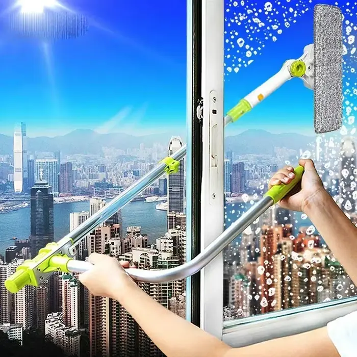 Brosse de nettoyage de vitres télescopique de grande hauteur améliorée