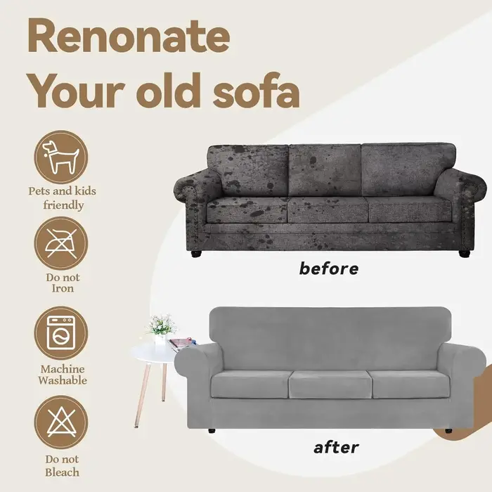 Housse de canapé en velours extensible Chesterfield housses