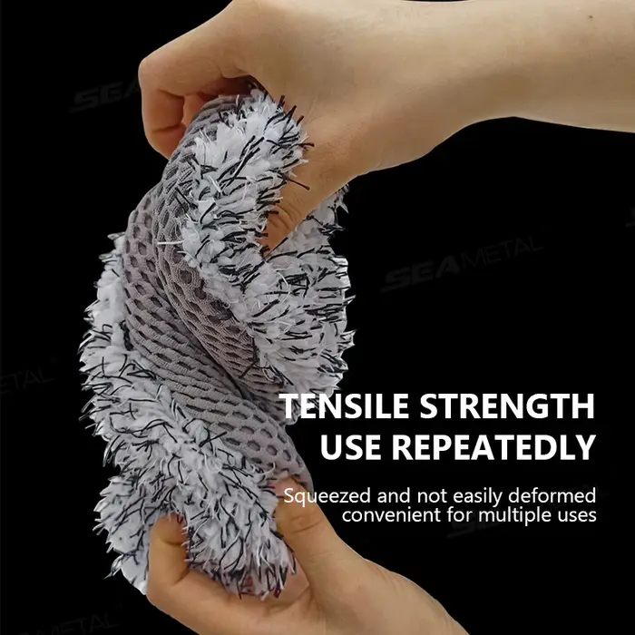 SEAMETAL éponge de lavage de voiture en microfibre filet de Massage en peluche double face brosse de nettoyage de roue