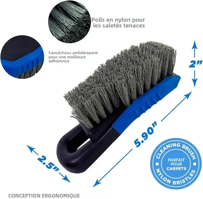 Brosse de pneu de tapis de voiture et nettoyeur de tissus d'ameublement, épurateur de brosse de tapis pour siège intérieur de voiture, nettoyeur de tissu pour taches, épilateur