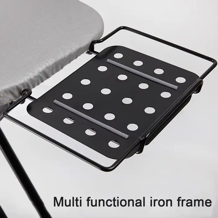 Planche à repasser compacte et robuste, pliable et réglable en hauteur, avec couvercle résistant à la chaleur, repose-fer à vapeur, pieds antidérapants
