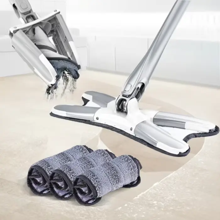 Ensemble de serpillères à essorage automatique de type X, serpillière de nettoyage en microfibre pou
