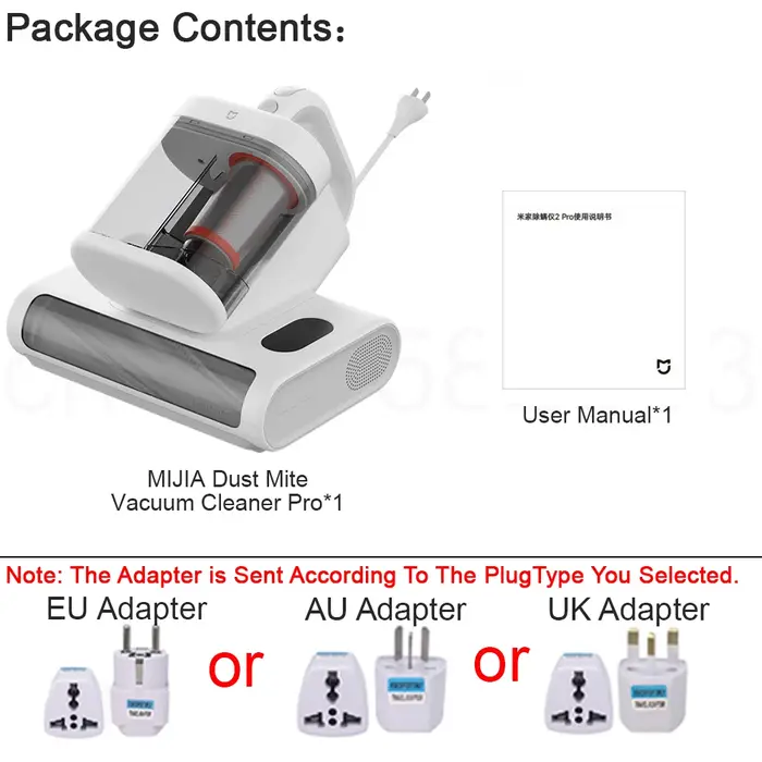 Aspirateur anti-acariens MIJIA 2 Pro, aspiration 16 kPa, stérilisation UV, séchage à l'air chaud, 3 