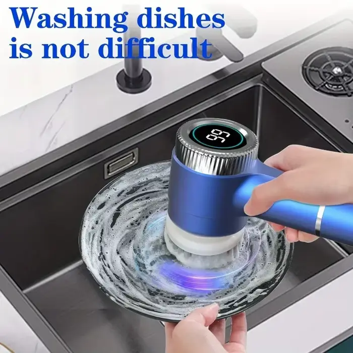 Épurateur électrique à rotation avec 5 têtes de brosse remplaçables