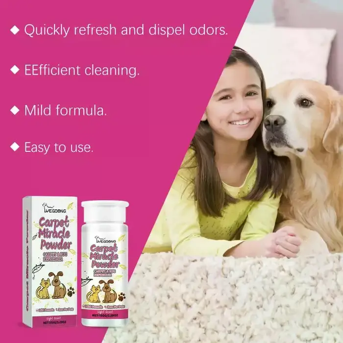 Poudre désodorisante pour tapis, éliminateur d'odeurs d'animaux, nettoyant pour tapis, sans danger pour les zones des animaux, convient à tous les matériaux de tapis