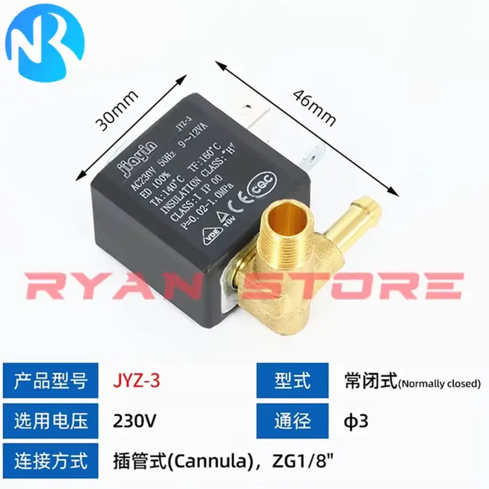 1 pièces JYZ-3 normalement fermé N/C AC 230V 10bar G1/8 "laiton fer vapeur eau 2 positions 2 voies v
