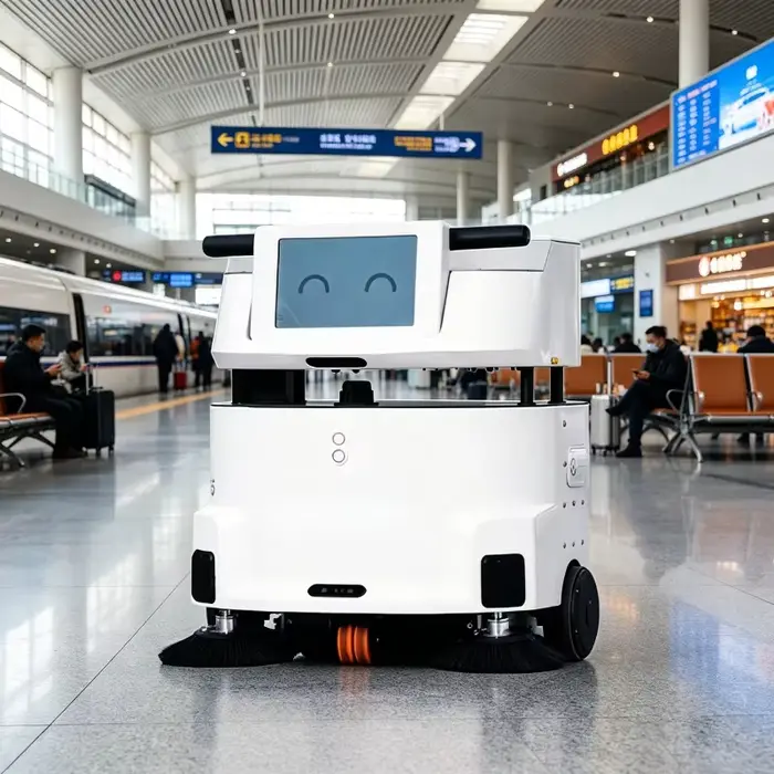 Robot aspirateur laveur industriel et commercial, recharge automatique, élimination des débris, nett