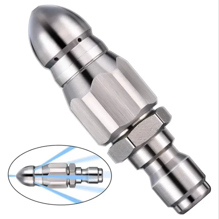 Buse de pulvérisation haute pression pour nettoyage d'égouts, en acier inoxydable 1/4 pouce, raccord