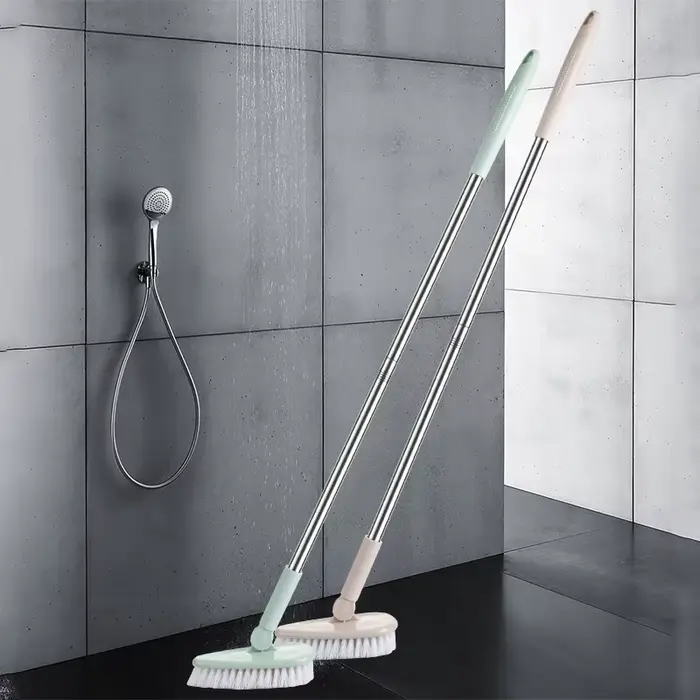 Nouvelle conception de brosse à poils durs rotative à long manche pour le nettoyage des sols de salle de bain