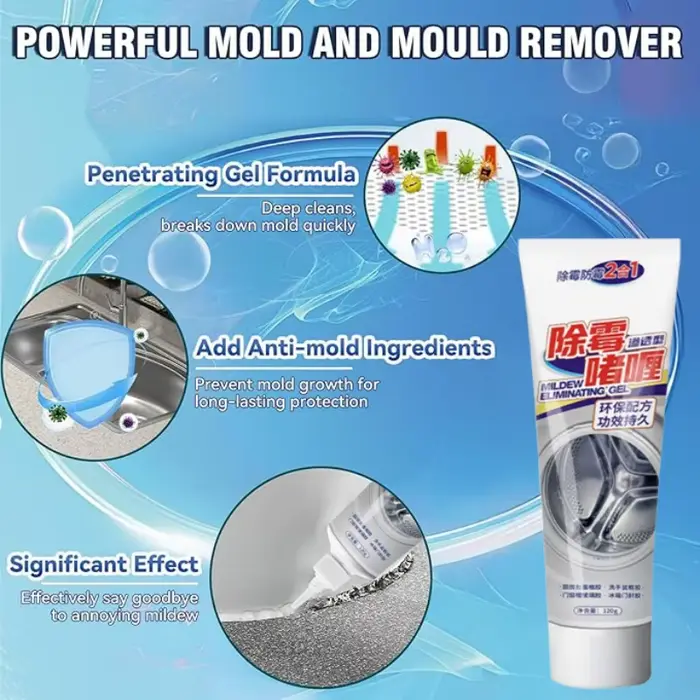 Gel nettoyant anti-moisissure 120g, gel anti-taches de moisissure pour lave-linge, réfrigérateur, joint en caoutchouc, outils de nettoyage ménager