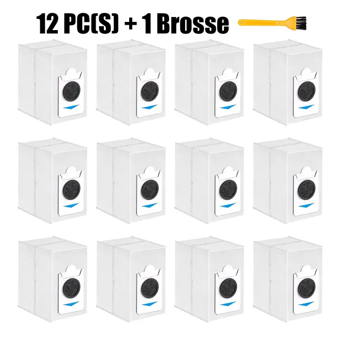 Paquet de 12 sacs à poussière compatibles uniquement avec l'aspirateur Robot complet ECOVACS DEEBOT X2 COMBO / T30S