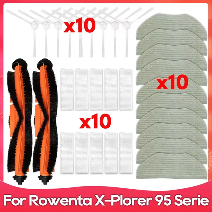 Convient pour Rowenta x-plorer série 95 soins totaux/Animal/RR7947WH/RR7975WH Robot aspirateurs partie brosse latérale principale filtre Hepa vadrouille