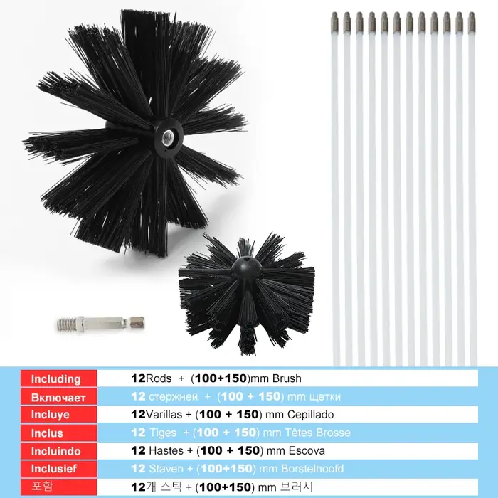 Brosse de Cheminée,Kit de nettoyage d'évent de sèche-linge de cheminée à la mode avec tiges flexibles