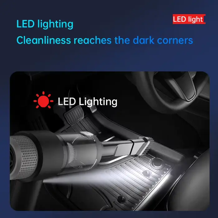 VYVYLABS 15000Pa aspirateur de voiture à forte aspiration avec éclairage Led nettoyeur sans fil Rechargeable Mini