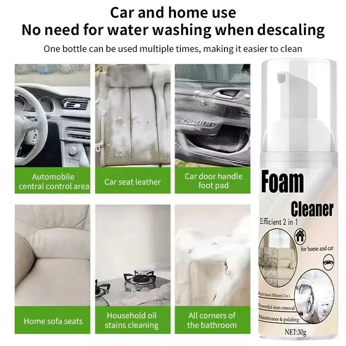 Nettoyant Moussant 2-en-1 pour Sièges de Voiture – Élimination des Taches et Nettoyage