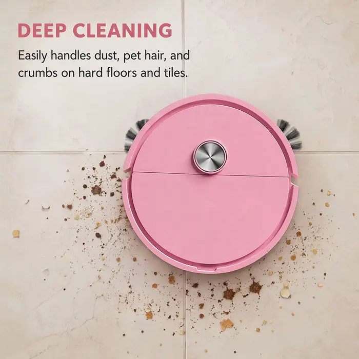 Mini aspirateur robot 3 en 1, machine de nettoyage intelligente avec évitement automatique des obstacles, facile à utiliser pour les poils d'animaux, les sols durs et les tapis