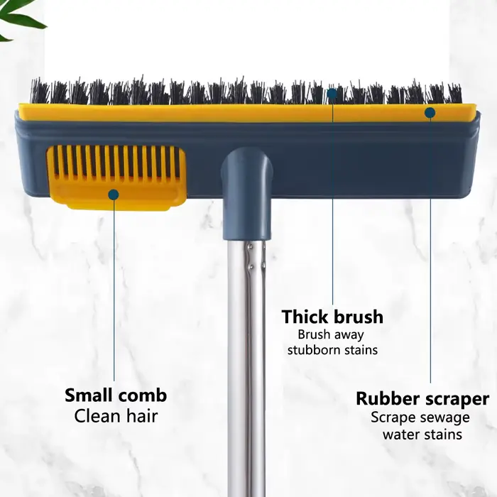 Brosse à récurer le sol avec manche Long réglable, raclette de fenêtres, balai à poils rigides, vadrouille 2 en 1 pour le nettoyage des crevasses du sol de la cuisine