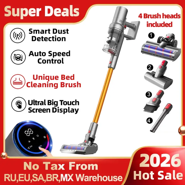 (code promo:ROT888)Aspirateur à Main sans Fil ABIR VC205, 27000PA, Capteur de Poussière Intelligent,