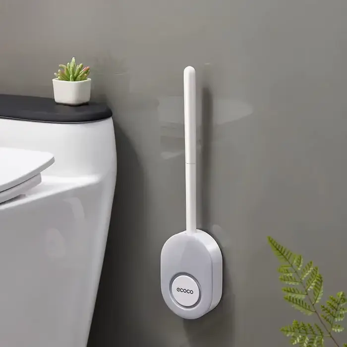 Brosse de toilette murale sans perçage, brosse de nettoyage de toilettes à poils doux en silicone, a