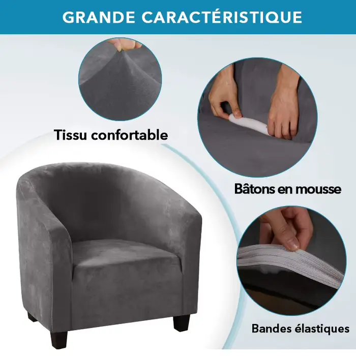 Housse de fauteuil club en velours