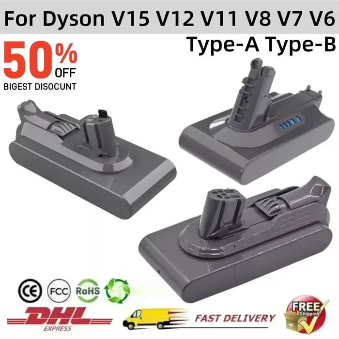 Batterie rechargeable pour aspirateur Dyson V6 V7 V8 V10 V11 V12 V15 type-a série type-b SV07 SV09 SV10 DC62