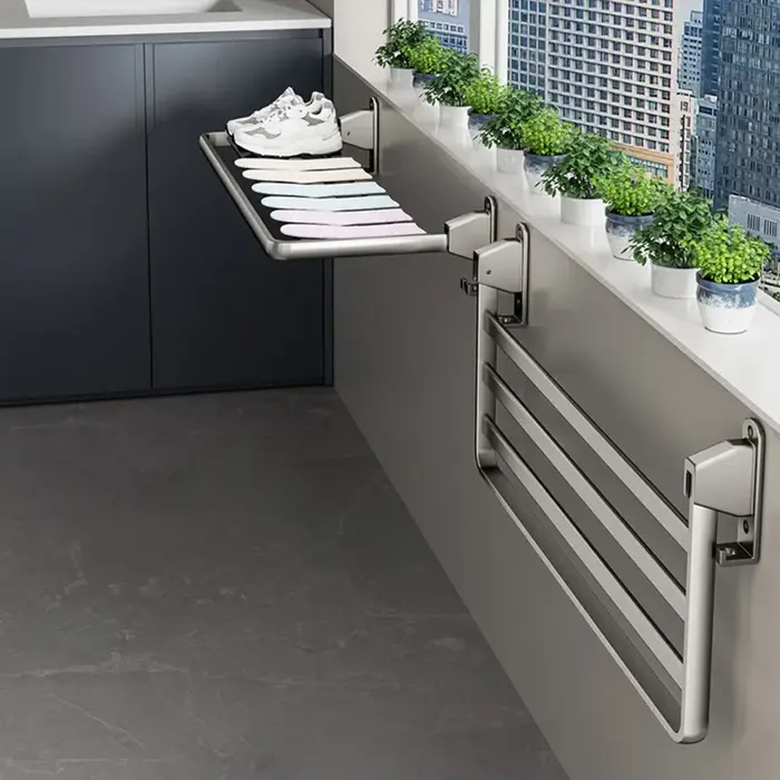 Séchoir à linge de balcon en aluminium pliable
