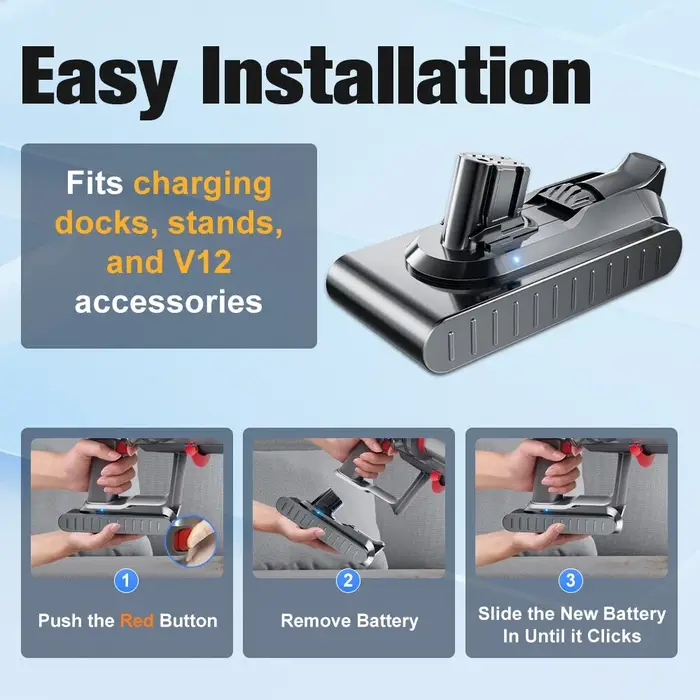 Pour batterie Dyson V12 25.5V 6000mAh