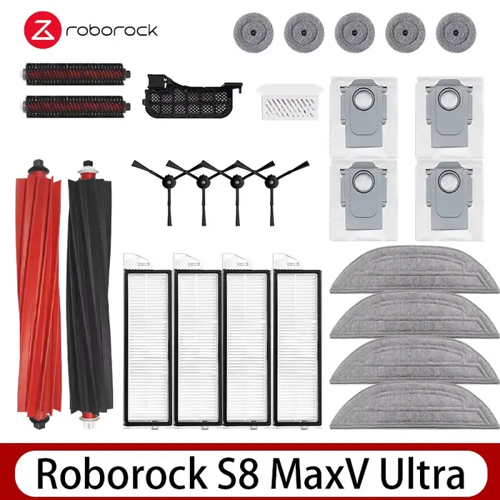 Roborock S8 MaxV Ultra Robot aspirateur pièces de rechange brosses latérales principales tissus de vadrouille filtres HEPA sacs à poussière accessoires