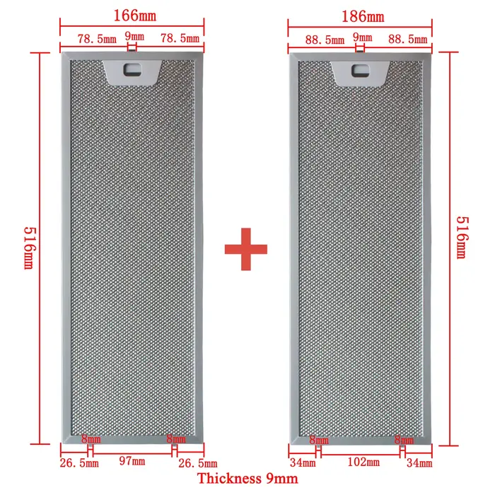 00660222 00660223 jeu de filtres pour hotte de cuisine 516x166 + 516x186mm filtre à graisse