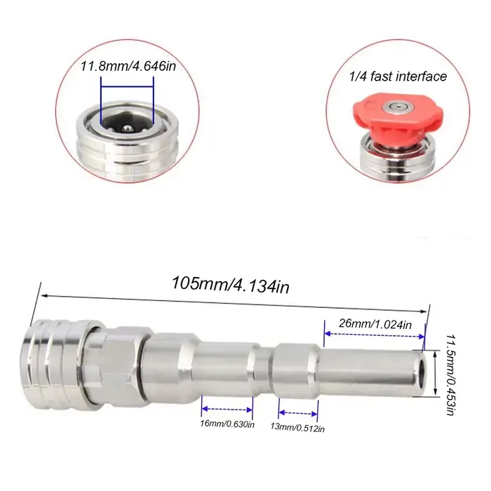 Adaptateur pour nettoyeur haute pression Nilfisk KEW - Connexion rapide en acier inoxydable 1/4" pour canon à mousse et buses