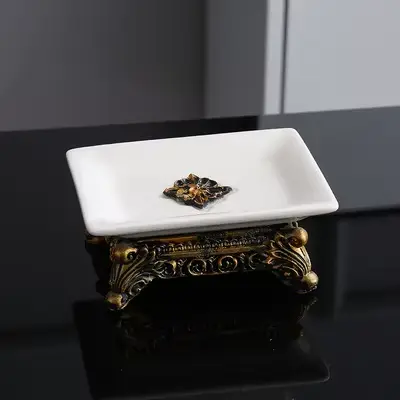 Porte-savon en céramique salle de bains 2 grilles boîte à savon Drain porte-savon organisateur de ra