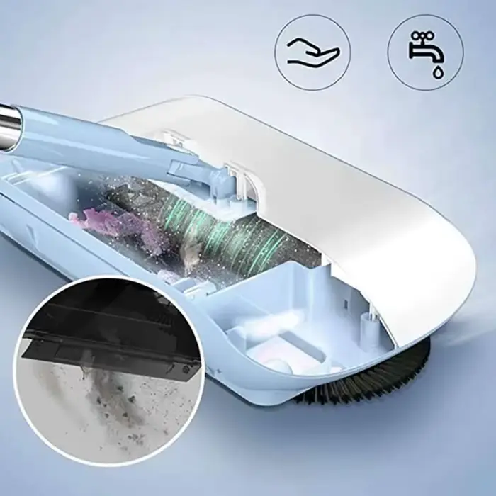 Nouvel aspirateur sans fil 2-en-1 pour balayer et nettoyer, balai manuel de 40 pouces avec 3 serpillères pour le nettoyage domestique