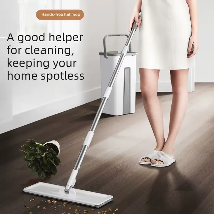 Serpillère plate pour la maison qui peut être nettoyée sans lavage à la main - Ensemble seau