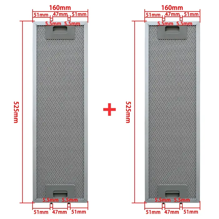 Filtre pour hotte aspirante Cata Nodor 160X525mm 2 pièces