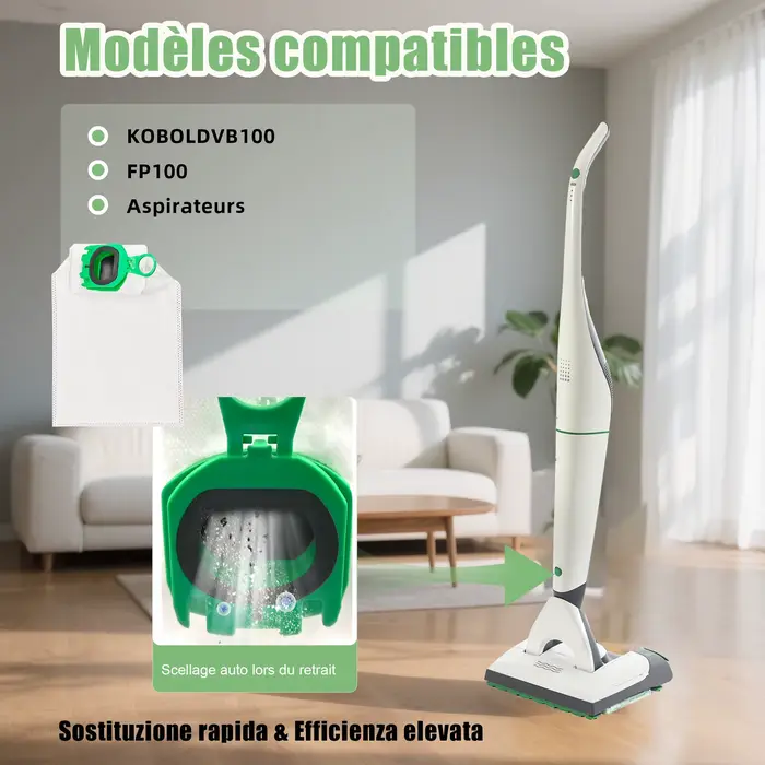 Sacs filtrants, sac à poussière pour aspirateur Vorwerk Kobold VB100 FP100 VB 100 FP 100