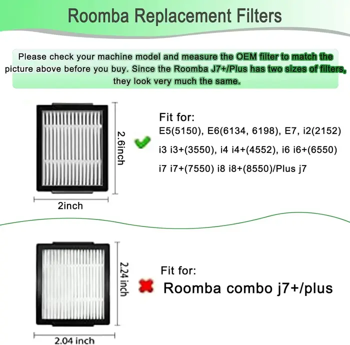 Pour iRobot Roomba evo, i,e Series:E5 E6 E7 i1 i3 i4 i5 i6 i7 i8 e, i, séries aspirateurs robots, pièces de rechange avec filtre HEPA