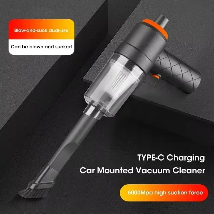 Aspirateur portable pour voiture 6000PA, pompe USB portative, pratique pour la maison, le bureau et le nettoyage des poils d'animaux