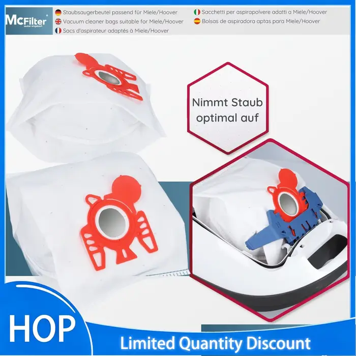 Pack de sacs d'aspirateur 3D Airclean FJM compatibles avec l'aspirateur Miele FJM