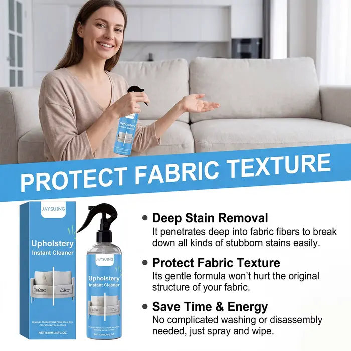 Nettoyant textile ménager en spray – Nettoyage doux pour canapés et vêtements – Détachant rapide